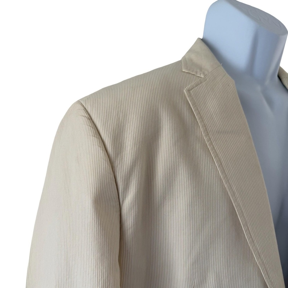 Calvin Klein Cream Pinstripe Cotton Blazer Sport Coat Jacket Men's 46R Coastal - Picture 5 of 16